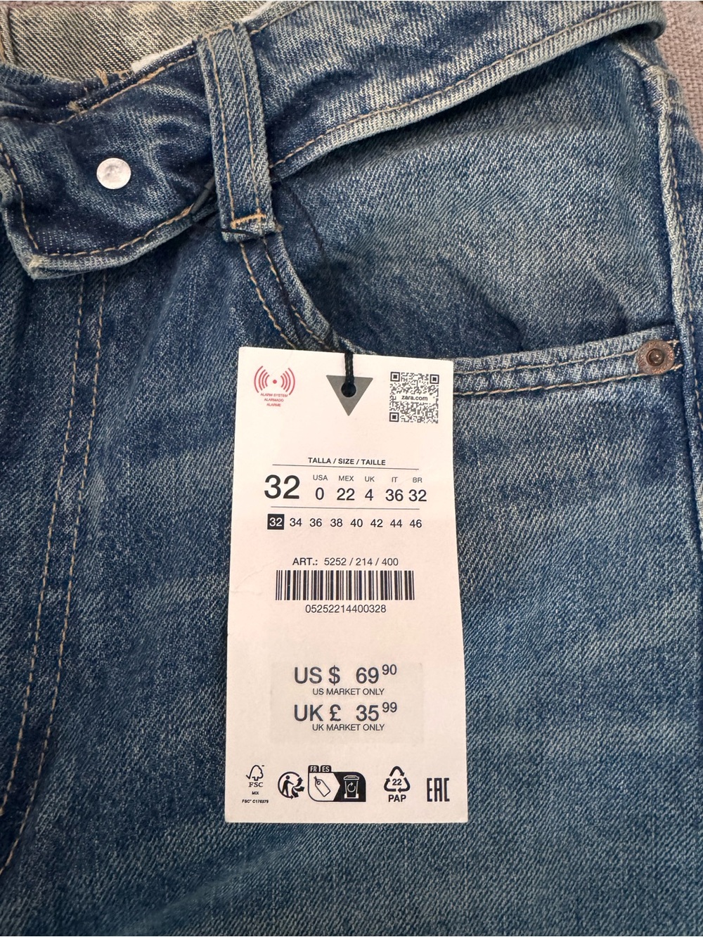 Zara Wide-Leg High-Rise Jeans in Washed Blue - Picture 5 of 6